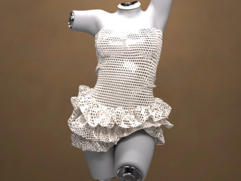 Багатобарвна міні-сукня для комплекту G8 Female 3D Модель