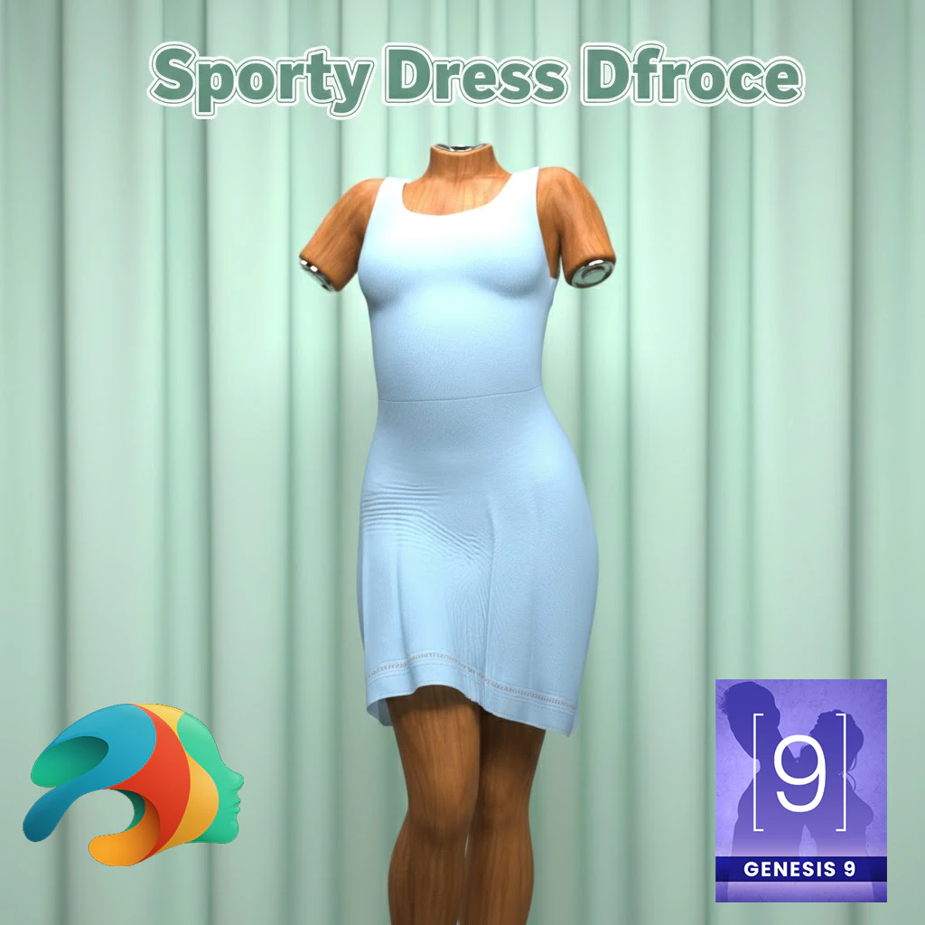 Sporty Dress for Genesis 9 dForce 3D Model .c4d .max .obj .3ds .fbx .stl .blend 