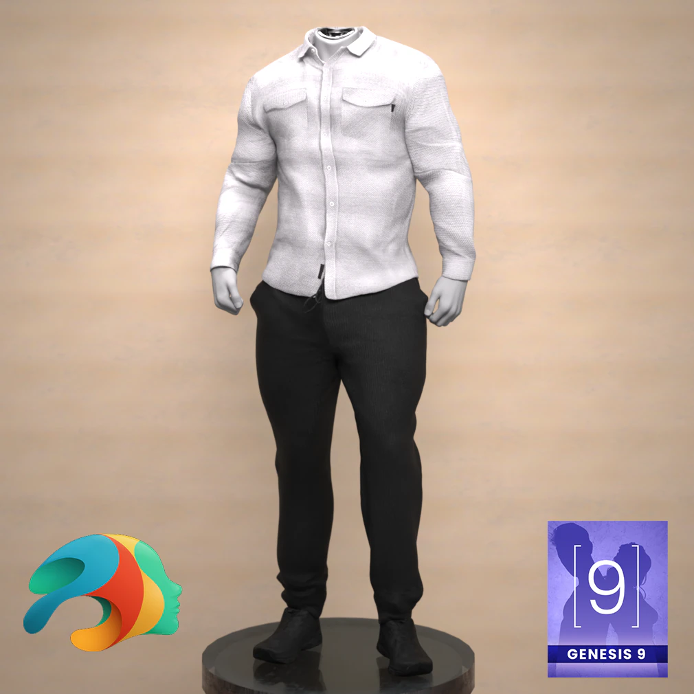 Easy Day Outfit for Genesis 9 dForce 3D Model .c4d .max .obj .3ds .fbx .stl .blend 