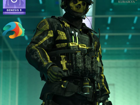 SGR Blackcell Outfit for Genesis 9 3D Model