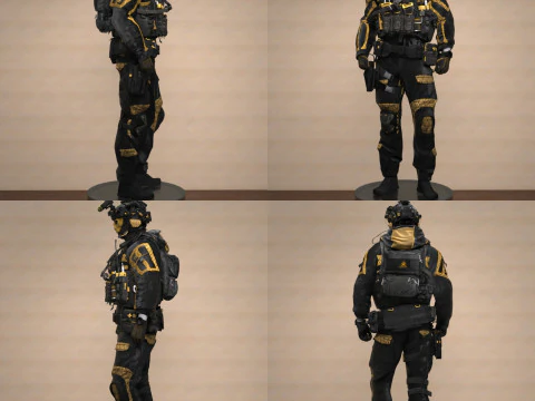 SGR Blackcell Outfit for Genesis 9 3D Model