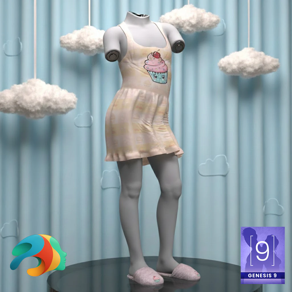 Cupcake Outfit for Genesis 9 3D Model .c4d .max .obj .3ds .fbx .stl .blend