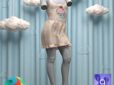 Cupcake-Outfit f&uuml;r Genesis 9 3D Modell