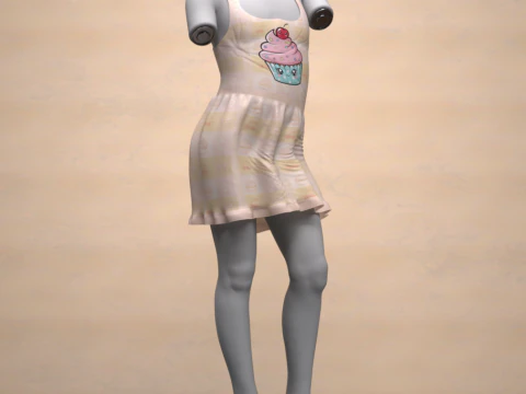 Cupcake Outfit for Genesis 9 3D Model