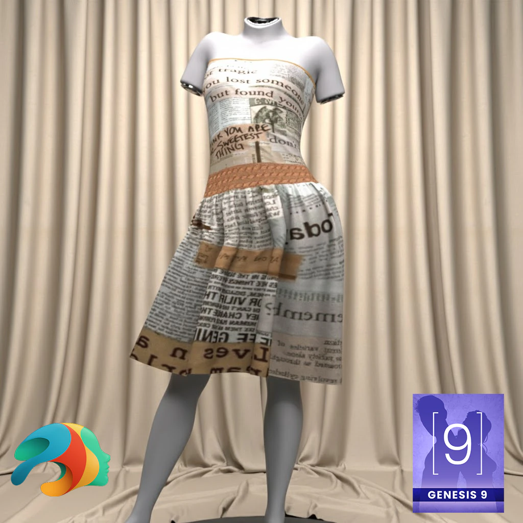 Paperdress for Genesis 9 3D Model .c4d .max .obj .3ds .fbx .stl .blend
