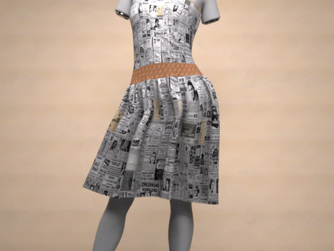 Paperdress for Genesis 9 3D Model