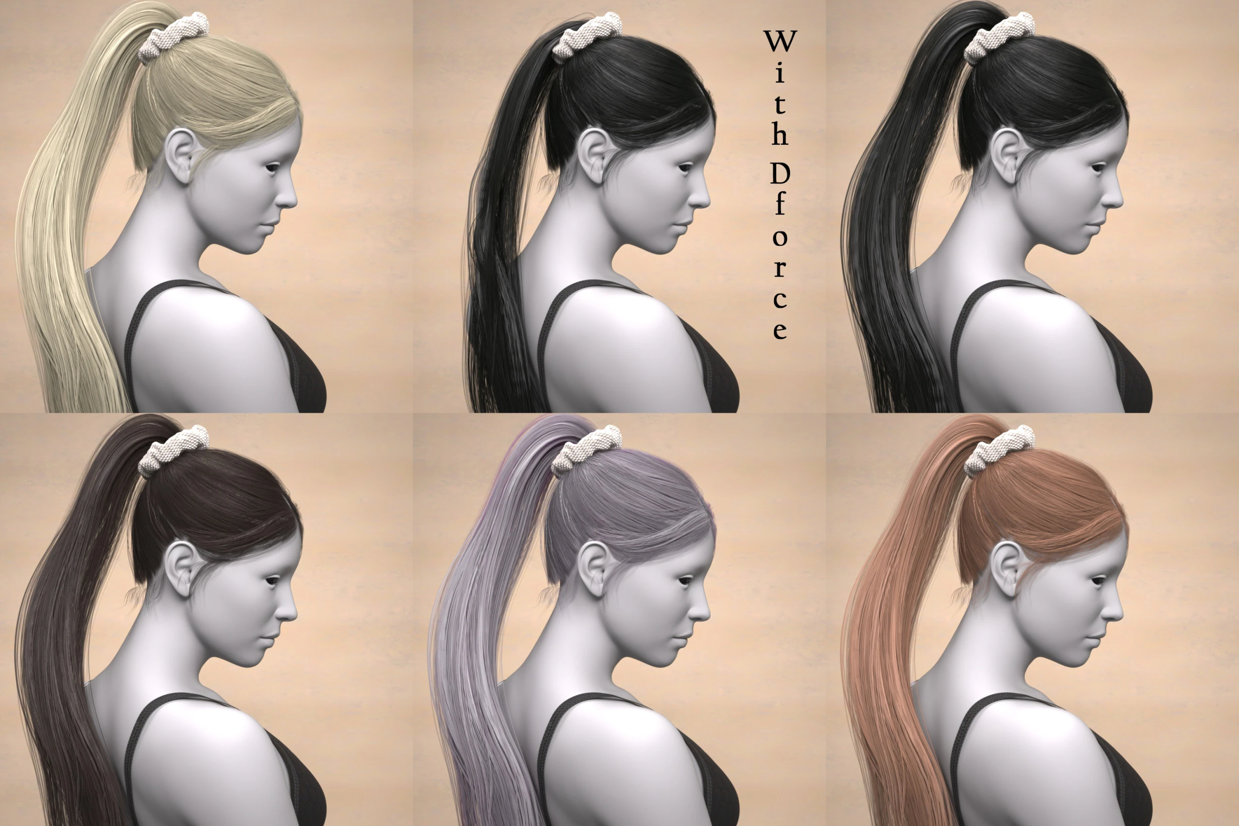 Hana Ponytail for Genesis 9 3D Model .c4d .max .obj .3ds .fbx .stl .blend 