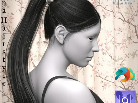 Hana Ponytail for Genesis 9 3D Model