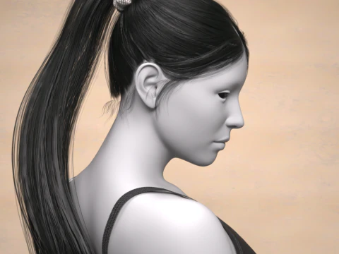 Hana Ponytail for Genesis 9 3D Model