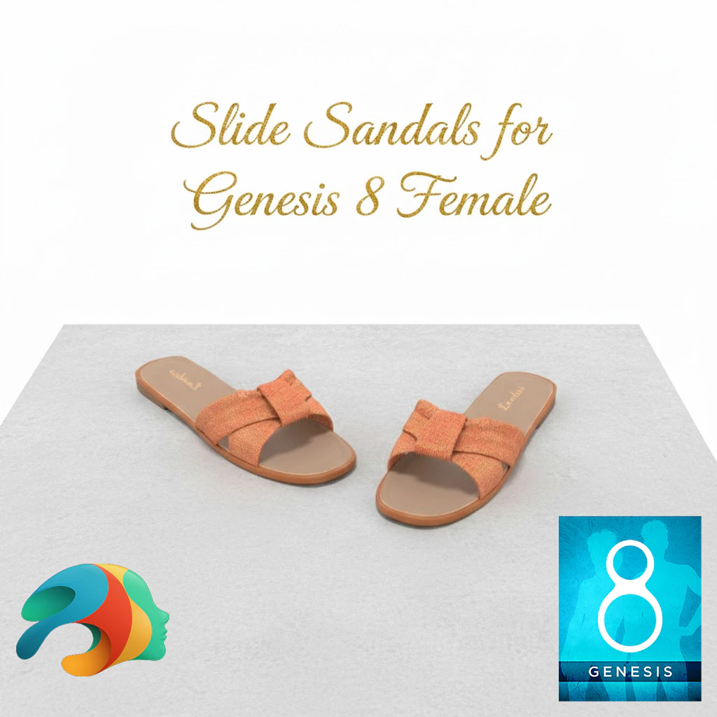 Slide Sandals for Genesis 8 and 81 Female 3D Model .c4d .max .obj .3ds .fbx .stl .blend 
