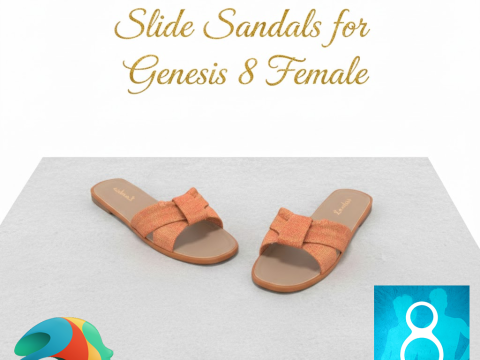 Slide Sandals for Genesis 8 and 81 Female 3D Model