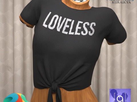 Genesis 9 için Düğümlü Ön Tişört 3D Model