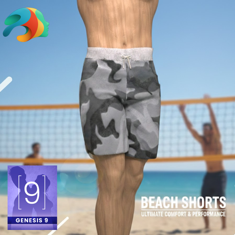 Beach Shorts for Genesis 9 3D Model .c4d .max .obj .3ds .fbx .stl .blend 