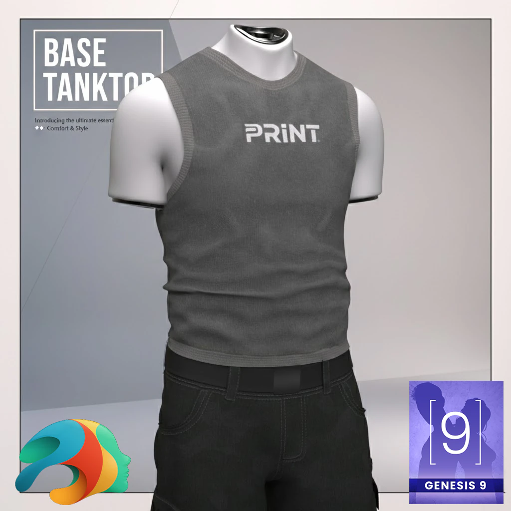 Base Tanktop for Genesis 9 3D Model .c4d .max .obj .3ds .fbx .stl .blend