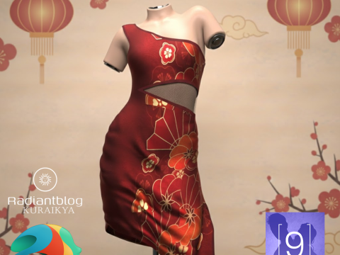 Genesis 9 i&ccedil;in Yan Kesim Elbise 3D Model