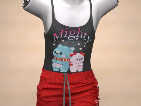 Cute Chibi Bears Tanktop for Genesis 9 3D Model