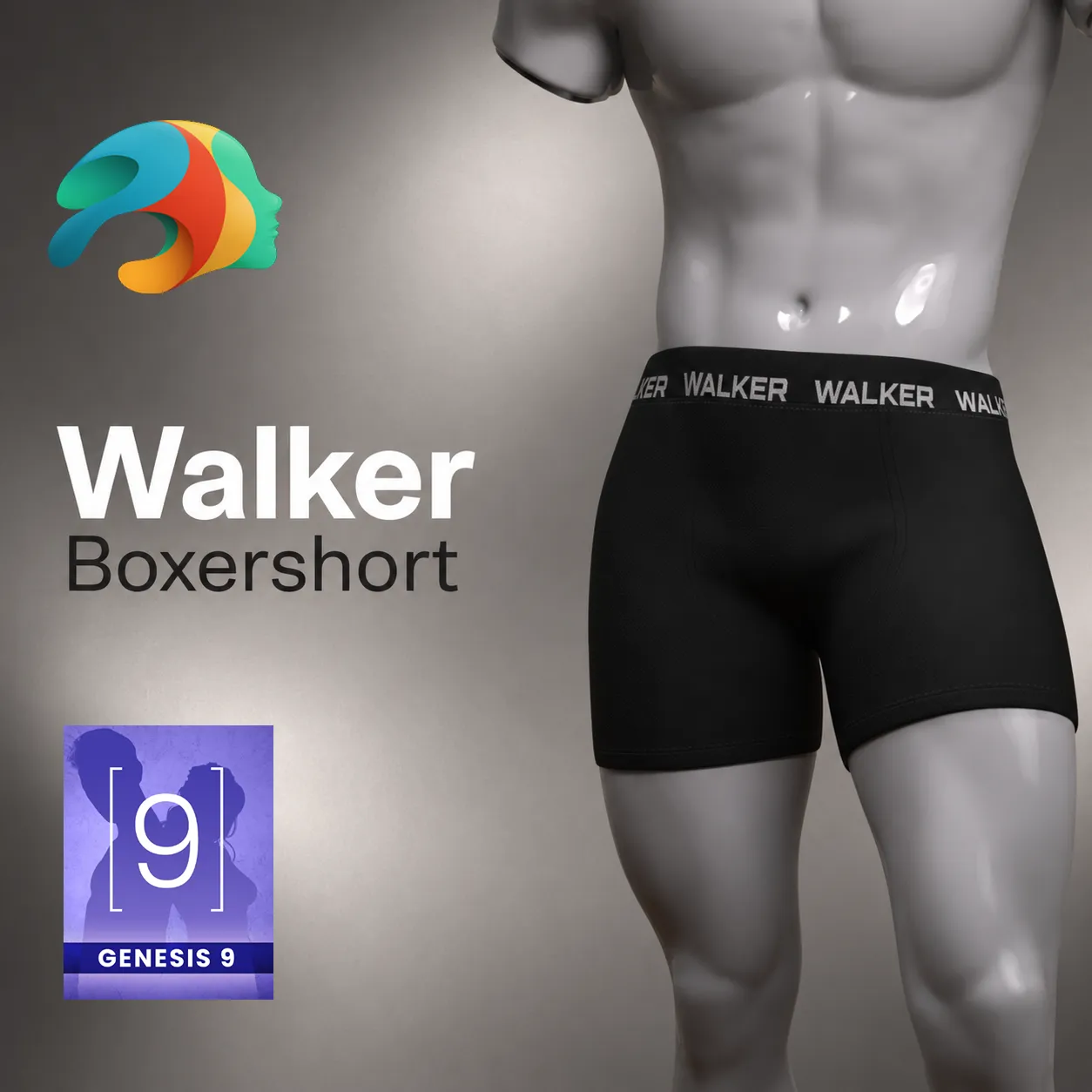 Walker Boxershort for Genesis 9 3D Model .c4d .max .obj .3ds .fbx .stl .blend