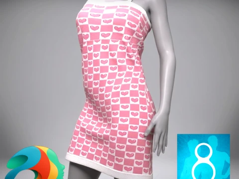 Pack de robes c&oelig;ur pour Genesis 8 Femme Modèle 3D