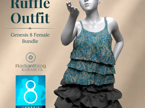 Ruffle Outfit Genesis 8 Female Bundle 3D Model
