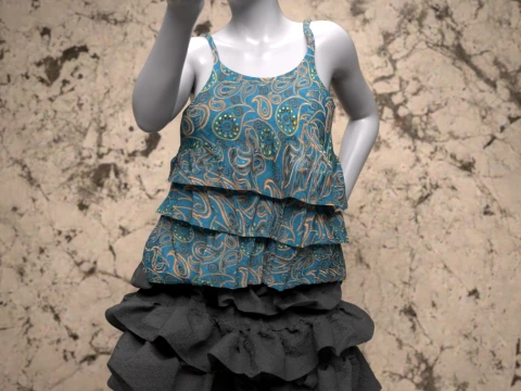Ruffle Outfit Genesis 8 Female Bundle 3D Model