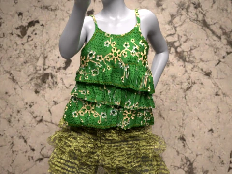 Ruffle Outfit Genesis 8 Female Bundle 3D Model