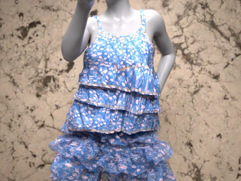 Ruffle Outfit Genesis 8 Female Bundle 3D Model
