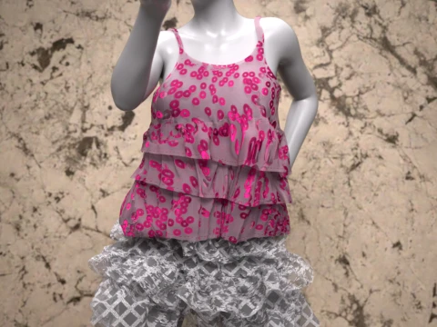 Ruffle Outfit Genesis 8 Female Bundle 3D Model