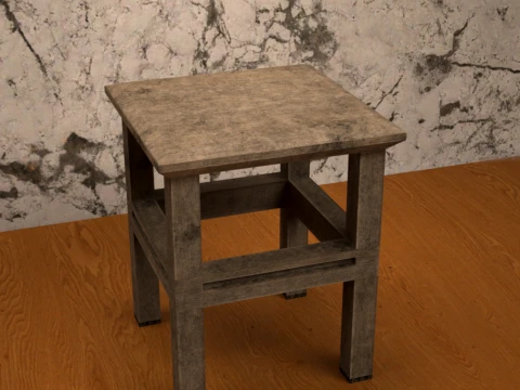 Wooden Stool Prop for Daz Studio 3D Model