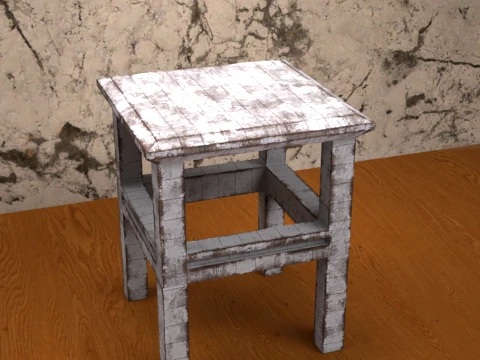 Wooden Stool Prop for Daz Studio 3D Model