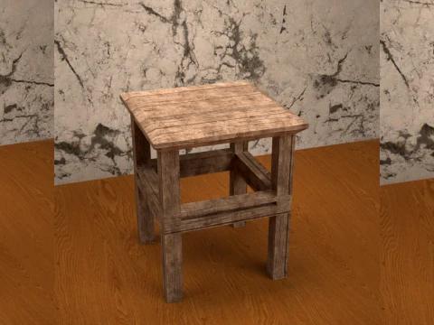 Wooden Stool Prop for Daz Studio 3D Model