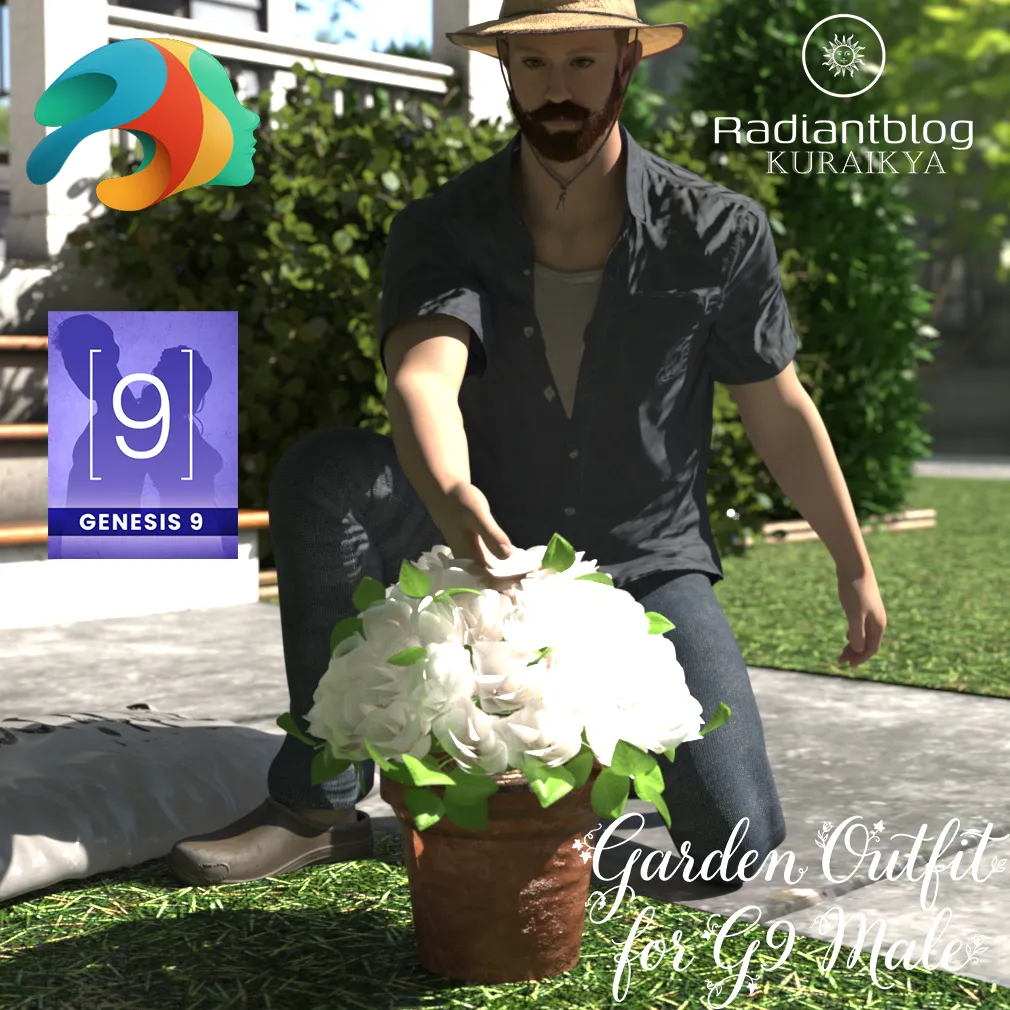 Garden Outfit for Genesis 9 Male 3D Model .c4d .max .obj .3ds .fbx .stl .blend 