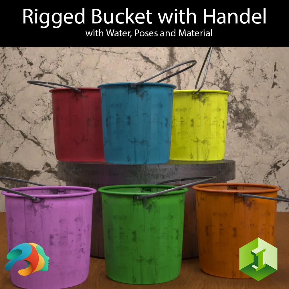 Bucket Daz3D Prop 3D Model .c4d .max .obj .3ds .fbx .stl .blend 