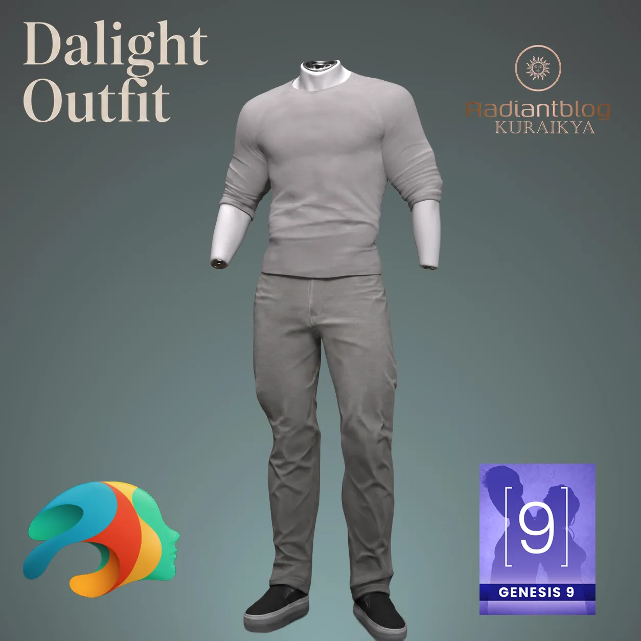 Dalight Outfit for Genesis 9 Male 3D Model .c4d .max .obj .3ds .fbx .stl .blend 