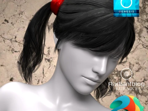 Bundel Amy Pigtails untuk Genesis 8 dan 81 Wanita Model 3D