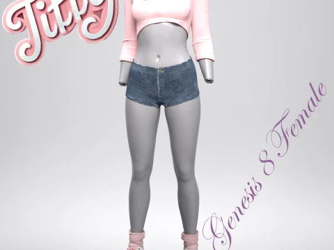 Pakaian Tiffy untuk Bundel Wanita Genesis 8 Model 3D