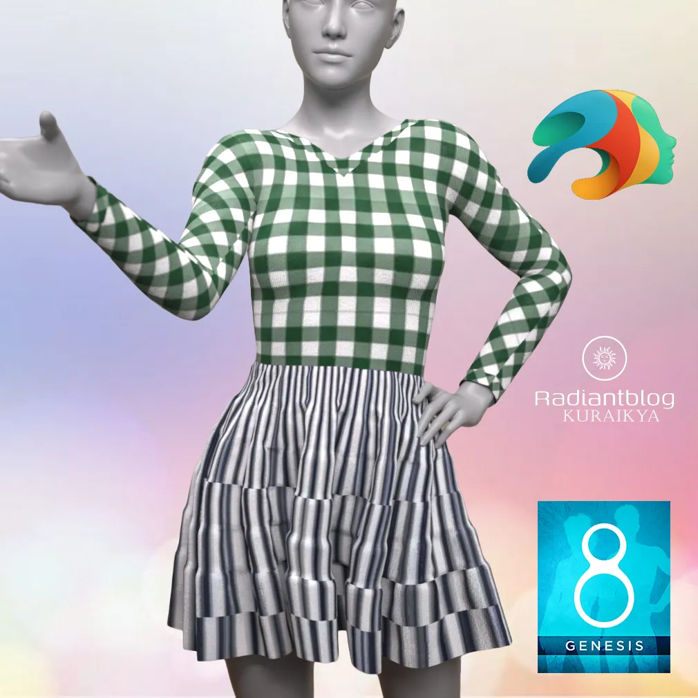 ジェネシス 8 女性用フリルドレス 3Dモデル .c4d .max .obj .3ds .fbx .stl .blend