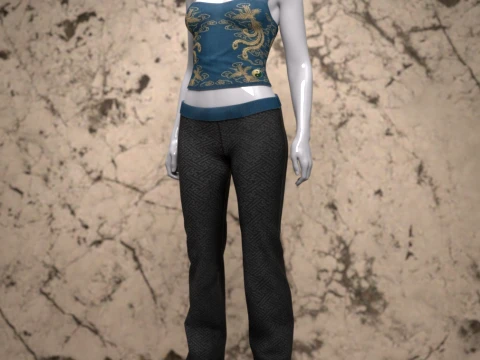 Kathy Tai Chi Outfit for Genesis 9 3D Model