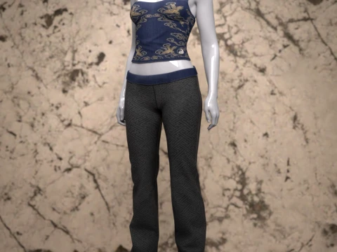 Kathy Tai Chi Outfit for Genesis 9 3D Model