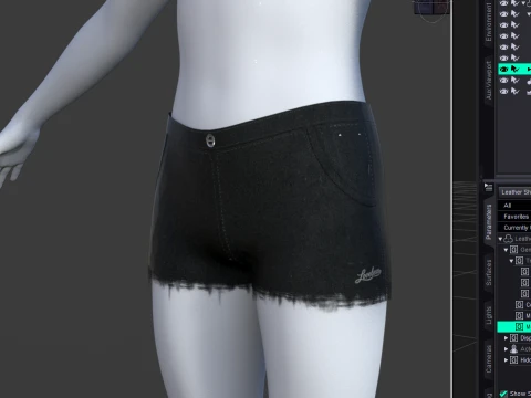 Leather Shorts for Genesis 9 3D Model