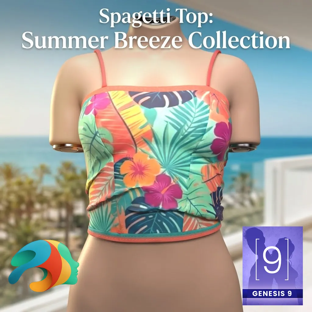 Spagetti Top Summer Breeze Collection 3D Model .c4d .max .obj .3ds .fbx .stl .blend 