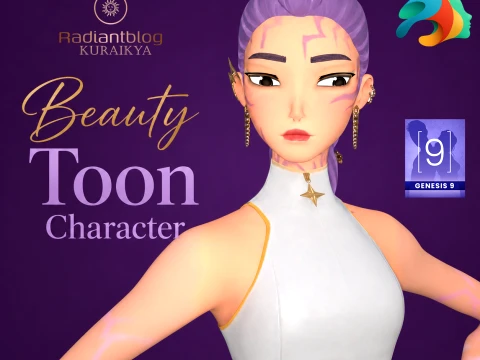 Beauty Toon Character for Genesis 9 3D Model