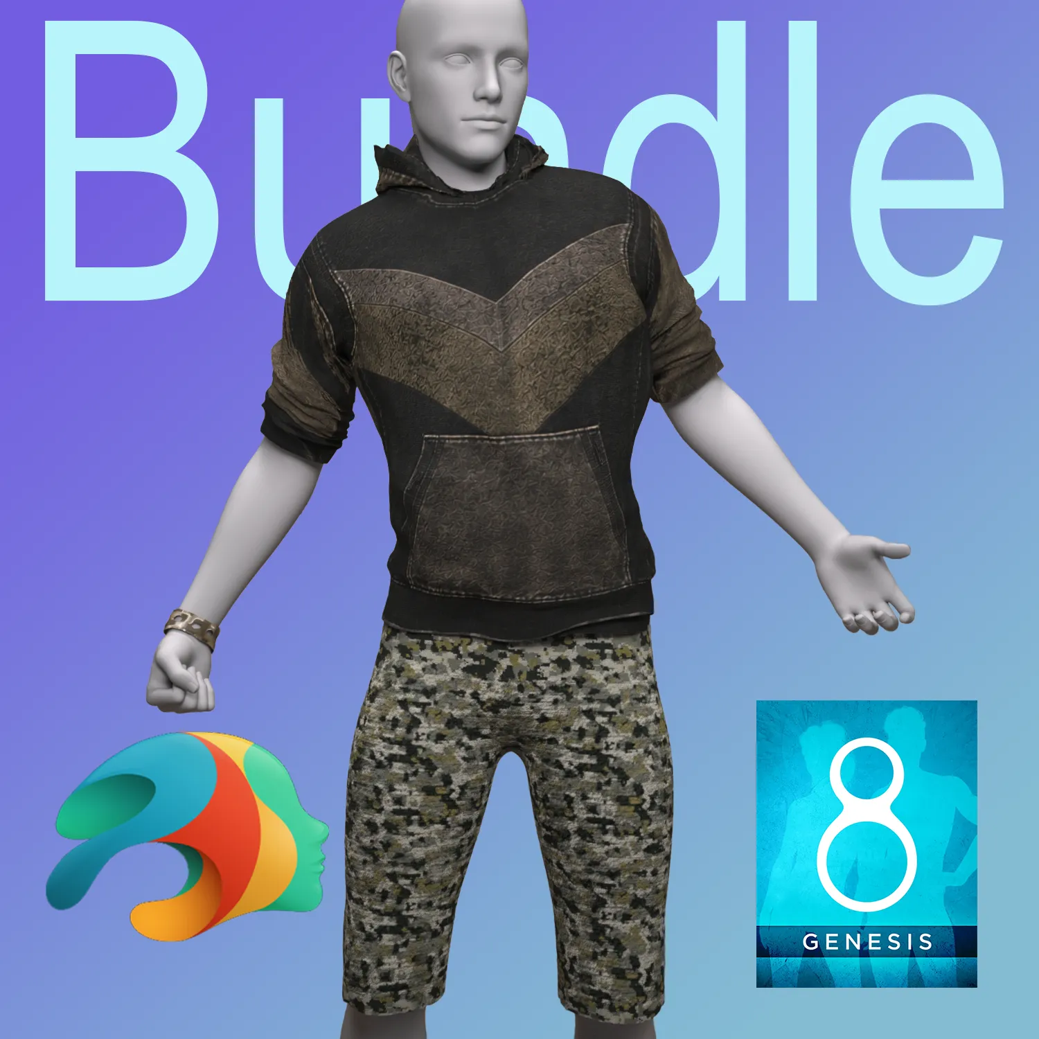 Sean Hoodie Set for Genesis 8 Male Bundle 3D Model .c4d .max .obj .3ds .fbx .stl .blend 