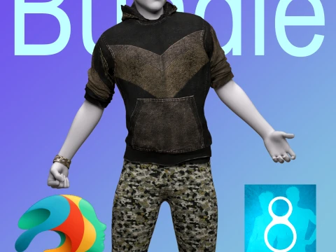 Sean Hoodie Set for Genesis 8 Male Bundle 3D Model