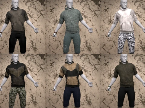 Sean Hoodie Set for Genesis 8 Male Bundle 3D Model