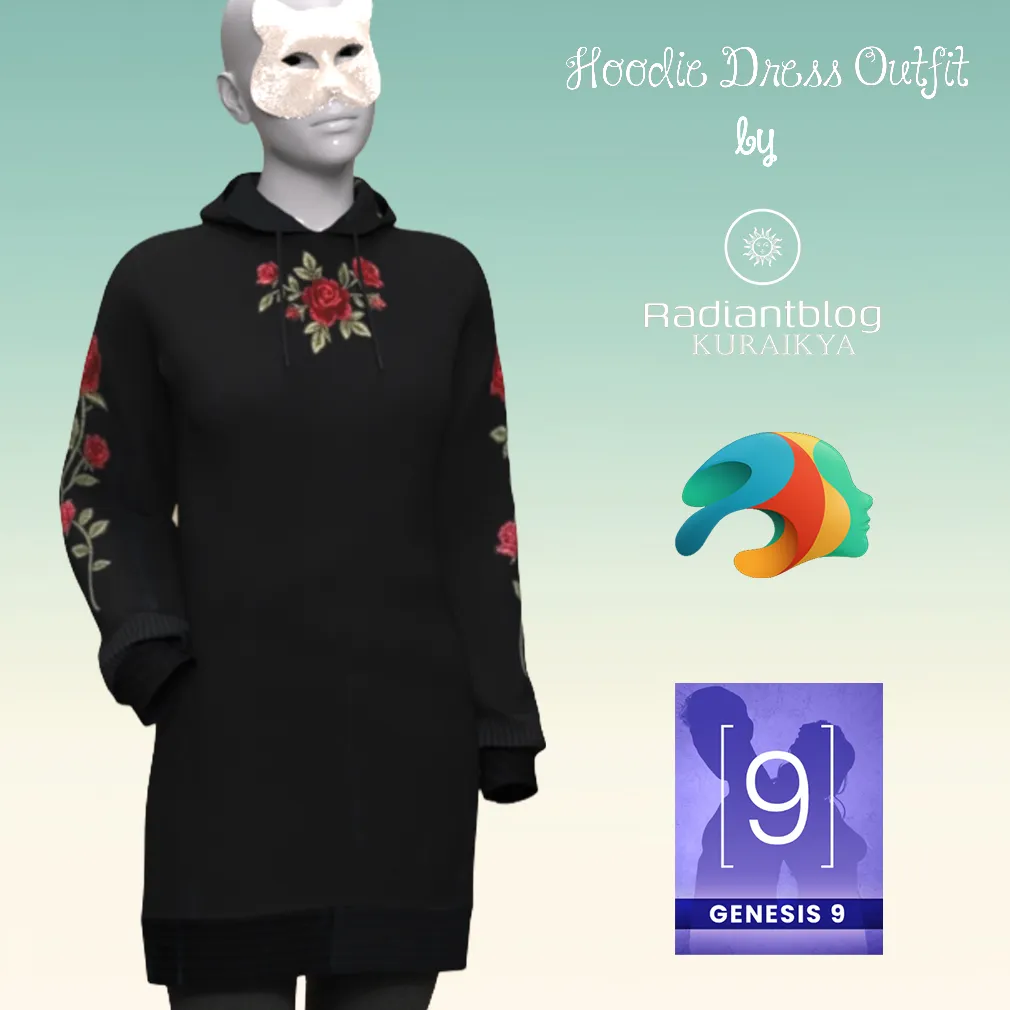 Hoodie Dress Outfit for Genesis 9 3D Model .c4d .max .obj .3ds .fbx .stl .blend