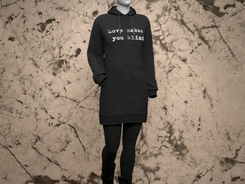 Hoodie Dress Outfit for Genesis 9 3D Model
