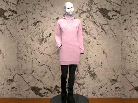 Hoodie Dress Outfit for Genesis 9 3D Model