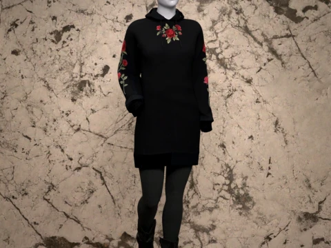 Hoodie Dress Outfit for Genesis 9 3D Model