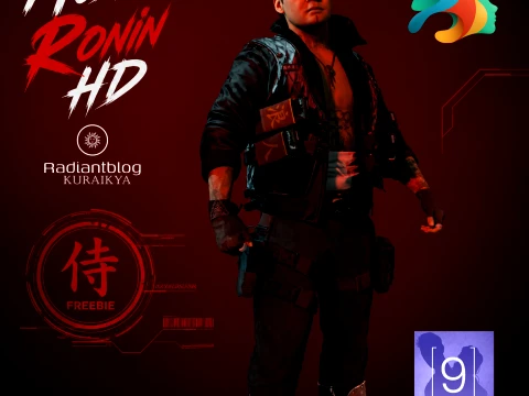 FREEBIE - Modern Ronin HD Complete Character Outfit for Genesis 9 Fullmorph 3D Model