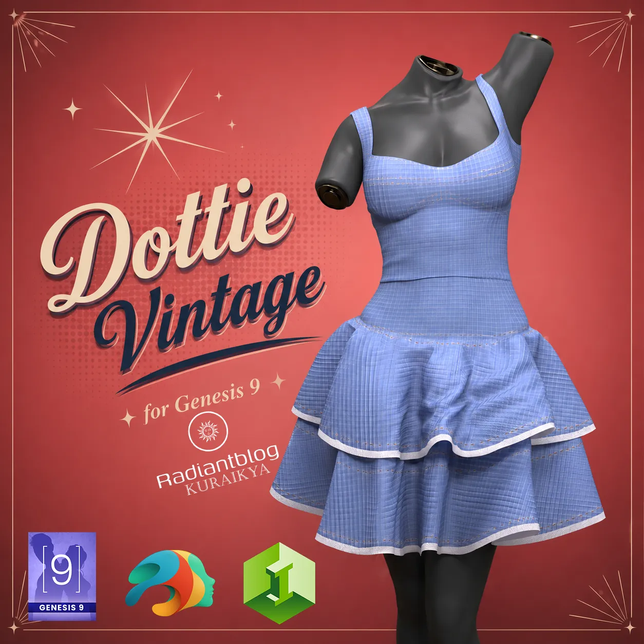 Dottie Vintage for Genesis 9 OBJ 3D Model .c4d .max .obj .3ds .fbx .stl .blend